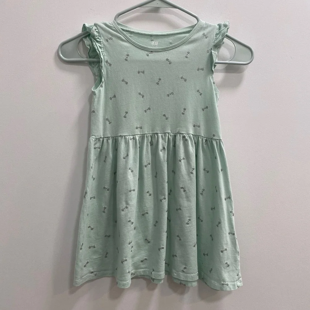 H&M Sweater & Dress Girls 4-6Y Red Mint Unicorn Bow Holiday Bundle 2pc